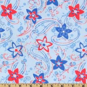   Broadcloth Star Flower Blue Fabric By The Yard: Arts, Crafts & Sewing