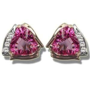   08 ct 8mm Fancy Concave Mystic Pink Topaz Trillion Earrings Jewelry