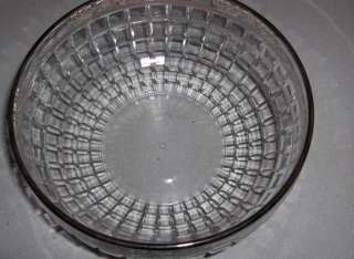 Vintage Heisy Glass Crystal Serving Bowl Optic Squares Silver Floral 
