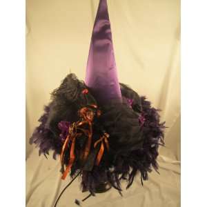  Elsie Massey #20037 Black Witch Hat w/ Witch & Purple 
