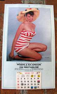 Vintage 1970 Pin Up Calendar Bathing Beauty Risque Ad  