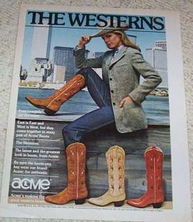 1979 Acme Cowboy Boots CUTE cowgirl girl western 1pg AD  