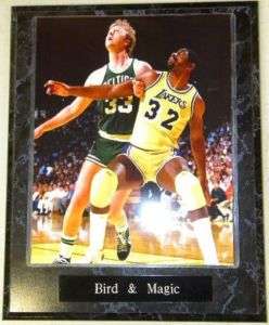 Larry Bird Celtics & Magic Johnson Lakers 10x13 Plaque  