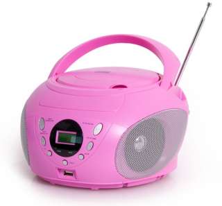 Kinder Boomblaster CD Player Radio Spieler USB MP3 rosa  
