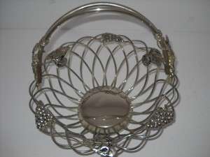 Godinger Silver Plate Handled Basket Grape Pattern  