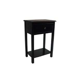  Wooden End Table with One Bottom Shelf in Brown and Black 