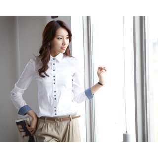 NEW FASHION LONG SLEEVED BUTTON DECORATION CAREER SHIRT  