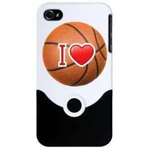    iPhone 4 or 4S Slider Case White I Love Basketball 