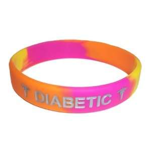  Diabetic Medical ID Wristband CitrusSwirl with Silver 