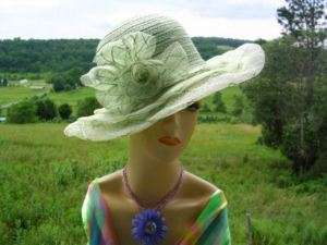 Ladies Green Wedding Church Hat Womens Dress Tea Hats  