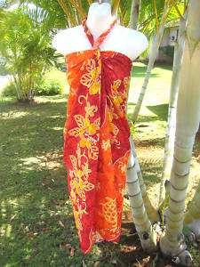 Sarong Orange/Red PLUS SIZE Floral Cover up Wrap Dress  