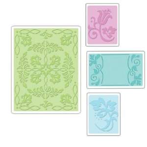 : Sizzix Textured Impressions Embossing Folders 4 Pack Ornate Flowers 