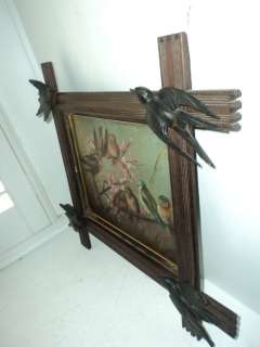   Art, Black Forest style, Victorian carved birds accent picture frame