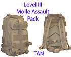 Level III LV3 Molle Assault Pack Backpack   Black  
