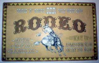 Western Rodeo Tin Sign Triple R Ranch Cowboy Up  