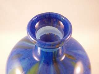 Blue Painted Glass Decanter Perfume Bottle Swirl Decorative  