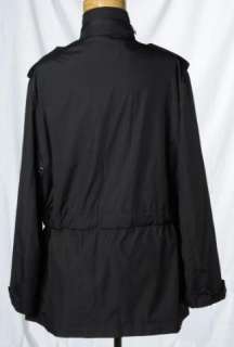 Burberry Black Trench Weather Coat Hide Away Hood Jacket Spring Rain 