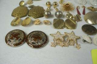 SAS Lot Of Vintage Costume Jewelry Clip On Earrings Chokers & Pin 