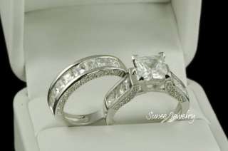 35ct Princess Cut Engagement Wedding Ring Set sz 6  