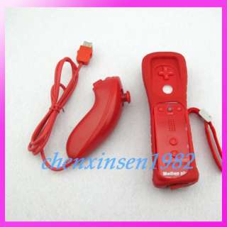 New Red Built in Motion Plus Remote and Nunchuck Controller for 