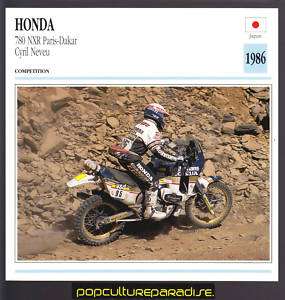 1986 HONDA 780 NXR Paris Dakar CYRIL NEVEU BIKE CARD  