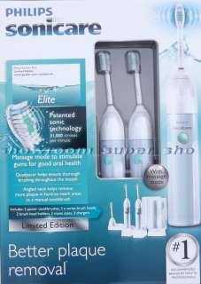 New Philips Sonicare 2 Pack Electric Toothbrushes & Chargers Elite 3 