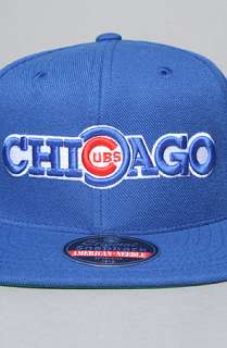 American Needle Hats The Chicago Cubs Second Skin Snapback Hat in Blue 