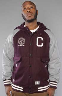 Crooks and Castles The Mens woven Letterman jacket Scoundrel in Raisin 