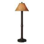   Tahiti II Floor Lamp with Antique Honey Wicker Shade in Bronze