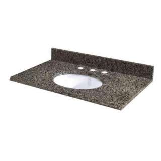 25 in. W Granite Vanity Top with white bowl and 8 in. faucet spread in 