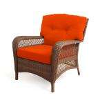 Charlottetown Brown All Weather Wicker Patio Lounge Chair with Rust 