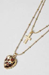 Betsey Johnson The Leopard Heart N Cross Pendant Necklace  Karmaloop 