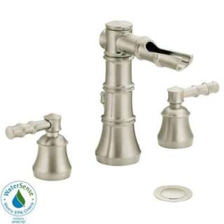 MOEN Bamboo 2 Handle Open Waterway Bathroom Faucet in Brushed Nickel 