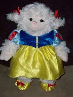 Build a Bear 16 Stuffed Fluffly Lamb/Sheep   Snow White Dress, Bows 