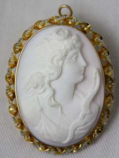 Victorian 10K Gold Angel Skin Coral Cameo & Seed Pearl Brooch/Pendant 