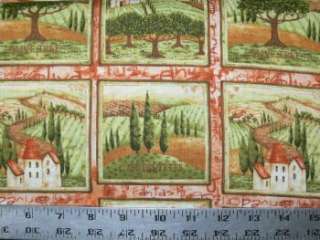 yd Tuscany Themed Patchwork Fabric villa olive oil trees  