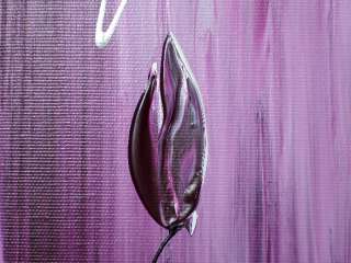  Bild Kunst Malerei Abstrakt Leinwand Gemälde Mohn Blumen Silber Arte