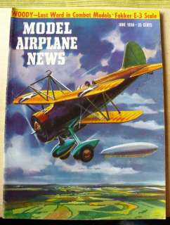 VINTAGE MODEL AIRPLANE NEWS MAGAZINE JUNE 1958 FOKKER E 3 SCALE  
