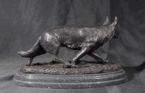 French Bronze Fox Statue Signed E Drouot Cunning Dog  