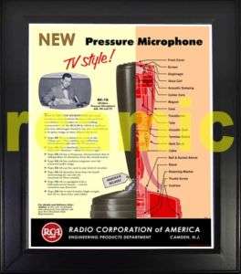 RCA BK 1A Large Framed Microphone Ad from 1952  