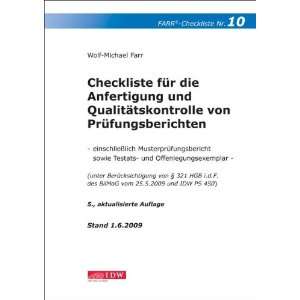   2009 und IDW PS 450   Checkliste 10  Wolf M. Farr Bücher