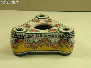 ALADIN FRANCE OLD MAJOLICA FAIENCE ART POTTERY INKWELL  
