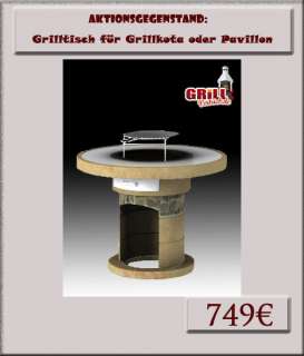 Grilltisch für Grillkota oder Pavillon mit Aschekasten  