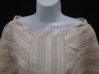 DKNY Beige Striped Dolman Sleeve Silk Blouse Top Sz 10  