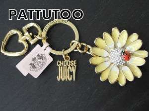 JUICY COUTURE YELLOW DAISY LADYBUG FLOWER KEY FOB CHAIN  