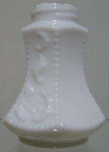 1890`s~Milk Glass Salt Shaker~Fancy 6 Sided  