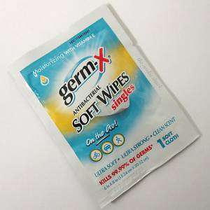 200 Germ X Hand Sanitizer Wipes~Singles~Travel~Gym~Cart  