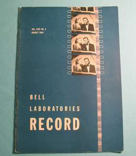 Bell Laboratories Record Labs Journal August 1946 8/46  