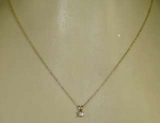 Estate 14K Gold H SI2 Princess Cut Diamond Solitare Pendant & 18 