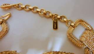 Vintage Monet Designer Gold Plate Necklace Bracelet Set  